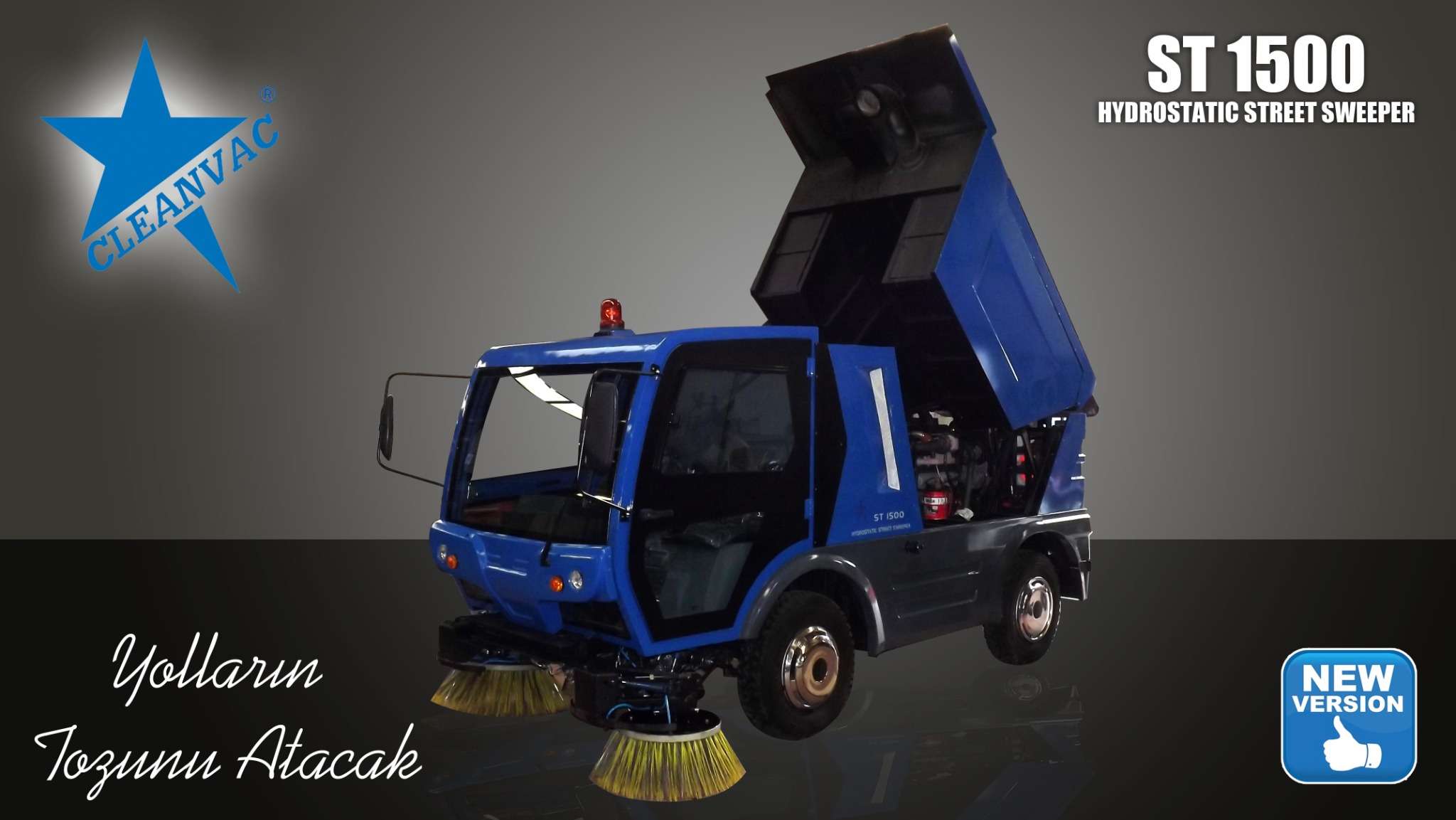Cleanvac ST 1500 Hidrostatik Yol Süpürme Aracı | Yüksek Performanslı Sokak Temizleme Makinesi